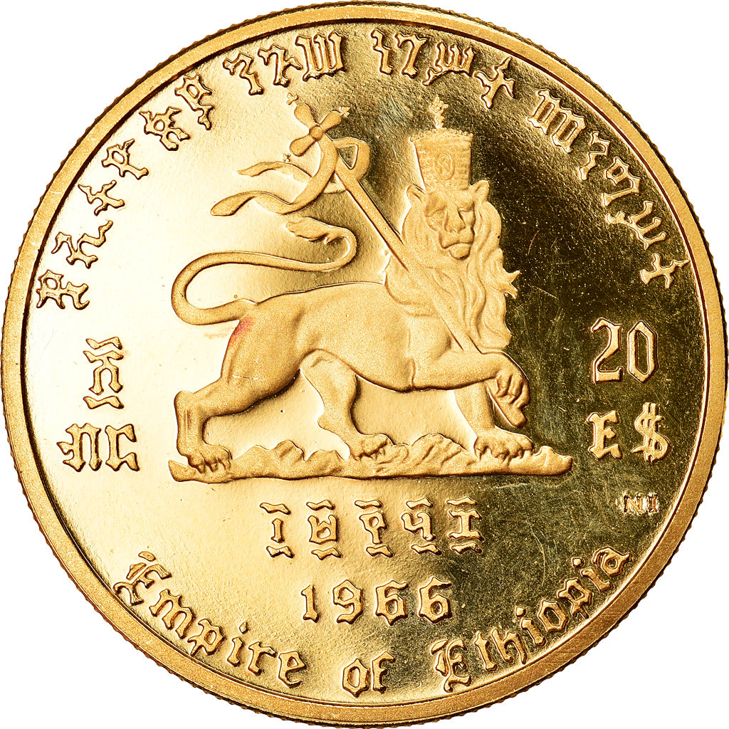 Coin, Ethiopia, Haile Selassie, 20 Dollars, 1966, MS(65-70), Gold, KM:39