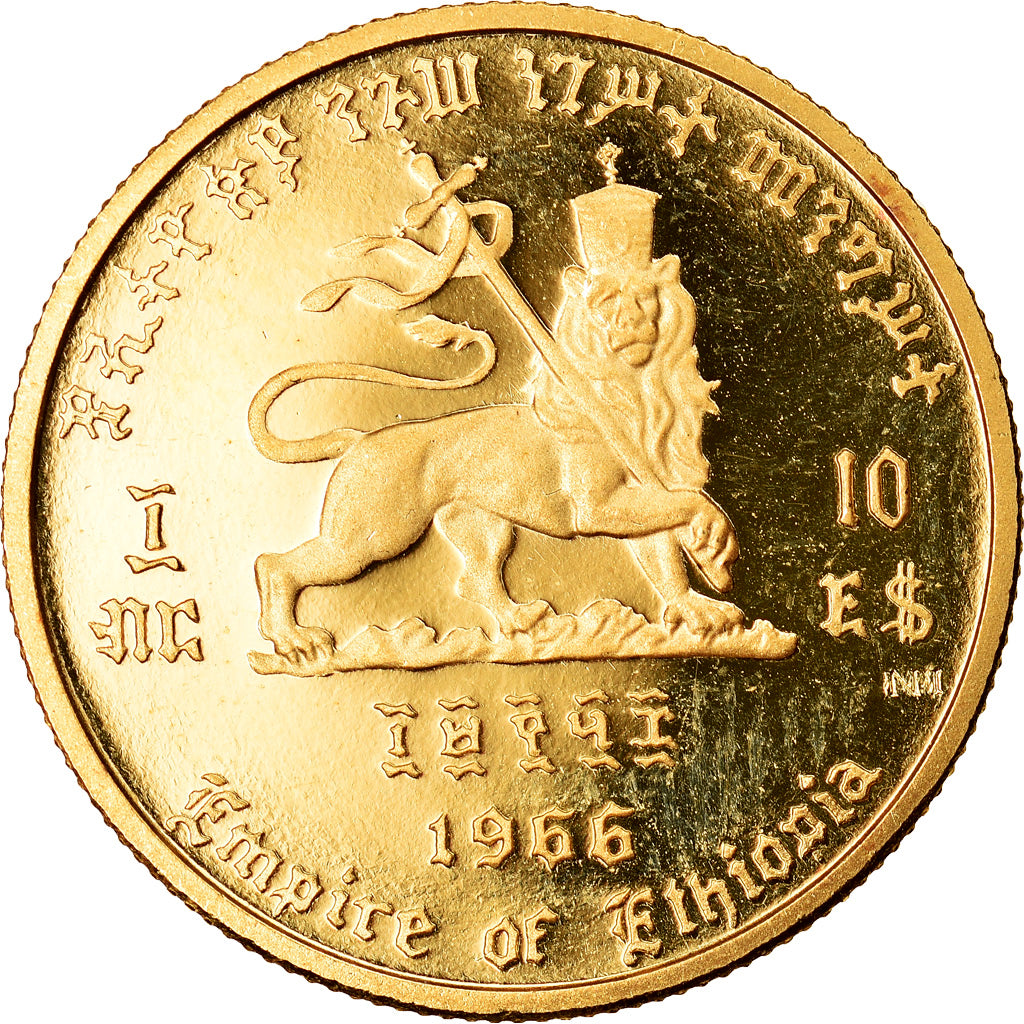 Coin, Ethiopia, Haile Selassie, 10 Dollars, 1966, MS(65-70), Gold, KM:38