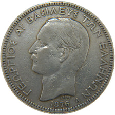 Greece, 5 Drachmes, 1876, Paris, KM #46, VF(30-35), Silver, 25.00