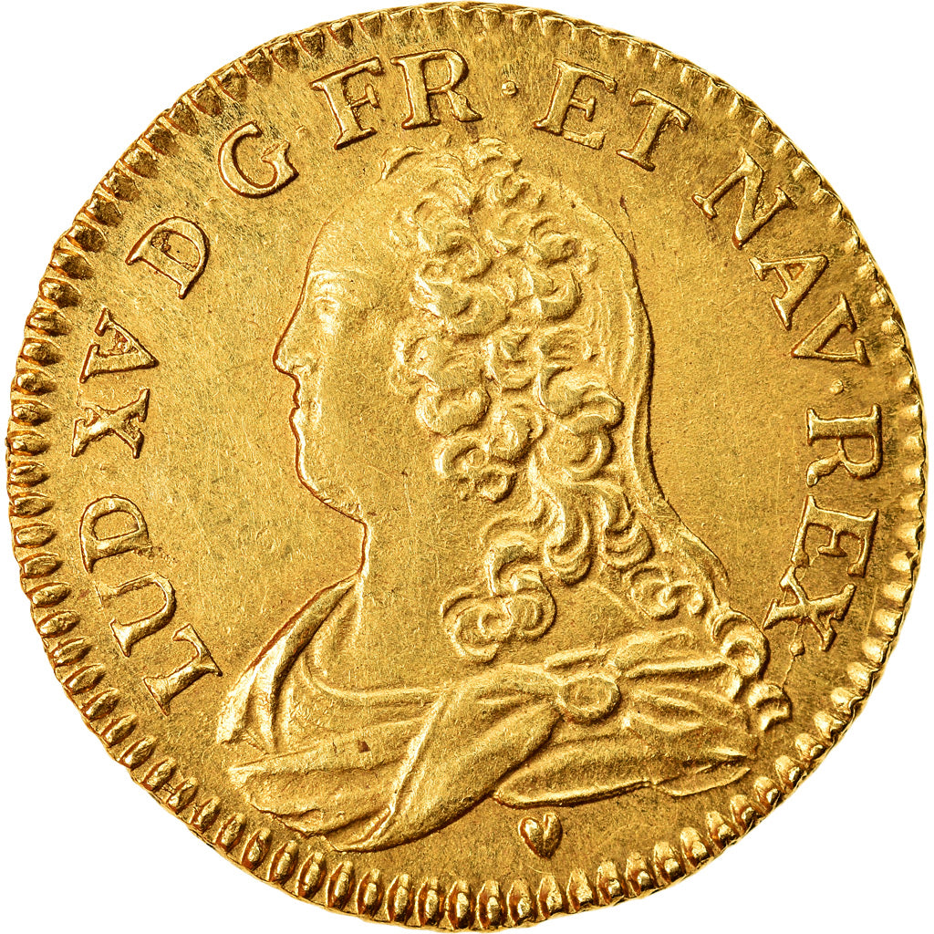 Moeda, França, Louis XV, Louis d'or aux lunettes, Louis d'Or, 1726, Poitiers