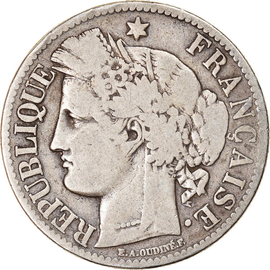 France, Cérès, 2 Francs, 1871, Paris, F(12-15), Silver, KM:817.1, Gadoury:530