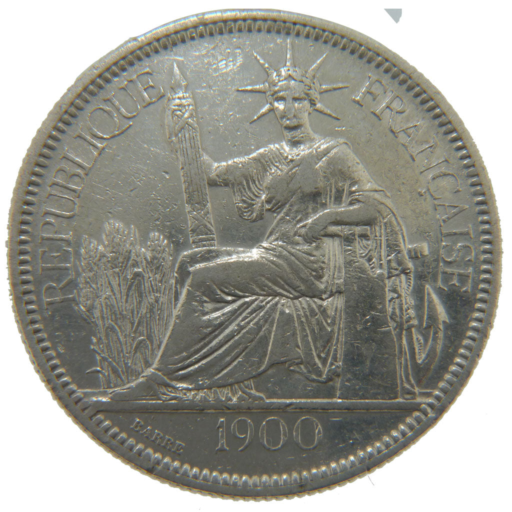Indochine, 1 Piastre, 1900, Paris, EF(40-45), Silver, Lecompte #282, 26.90