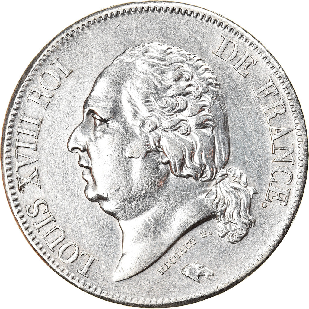 Moneta, Francja, Louis XVIII, Louis XVIII, 5 Francs, 1823, Paris, EF(40-45)