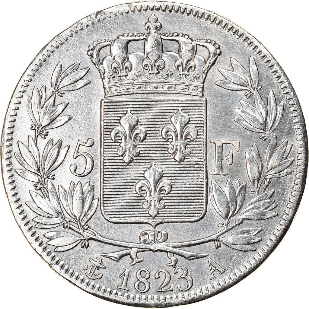 Moneta, Francja, Louis XVIII, Louis XVIII, 5 Francs, 1823, Paris, EF(40-45)