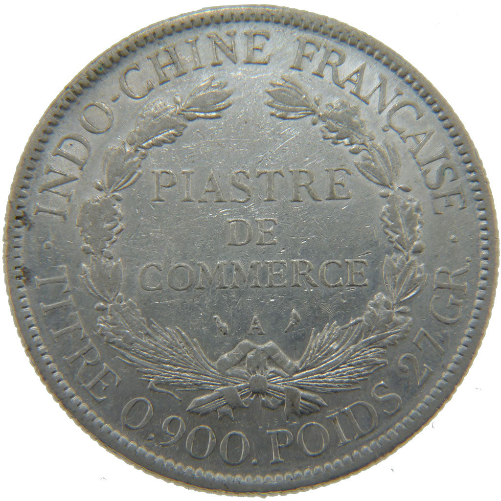 FRENCH INDO-CHINA, Piastre, 1906, Paris, KM #5a.1, EF(40-45), Silver, Lecompte..
