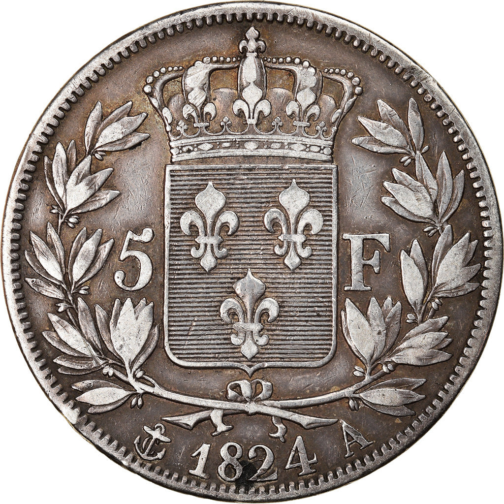 Monnaie, France, Louis XVIII, Louis XVIII, 5 Francs, 1824, Paris, TTB, Argent