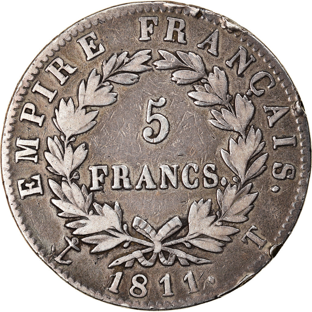 Monnaie, France, Napoleon I, Napoléon I, 5 Francs, 1811, Nantes, TB+, Argent