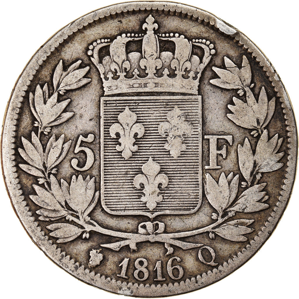 Munten, Frankrijk, Louis XVIII, Louis XVIII, 5 Francs, 1816, Perpignan, FR