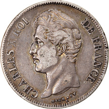 Moeda, França, Charles X, 5 Francs, 1827, Lille, EF(40-45), Prata, KM:728.13