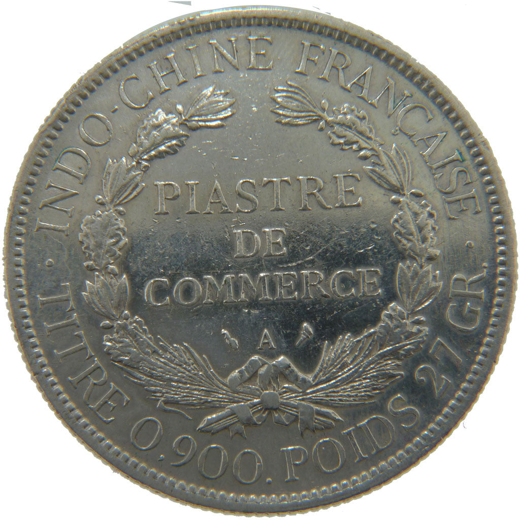 FRENCH INDO-CHINA, Piastre, 1906, Paris, KM #5a.1, AU(50-53), Silver, Lecompte..
