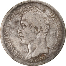Moeda, França, Charles X, 5 Francs, 1827, Lille, VF(30-35), Prata, KM:728.13