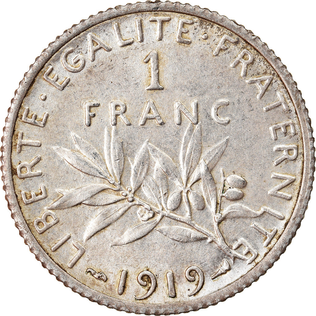 Monnaie, France, Semeuse, Franc, 1919, Paris, TTB, Argent, Gadoury:467, KM:844.1
