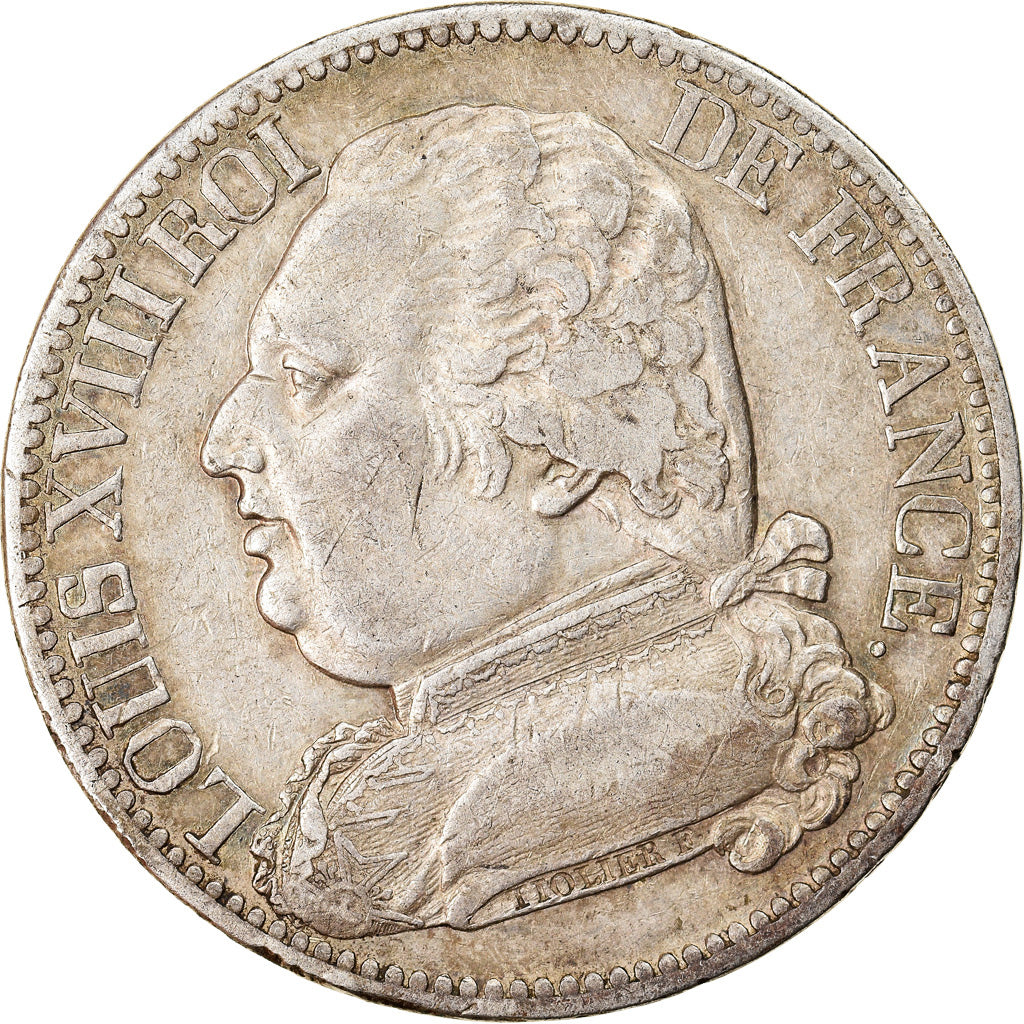 Moneda, Francia, Louis XVIII, Louis XVIII, 5 Francs, 1814, Toulouse, MBC, Plata