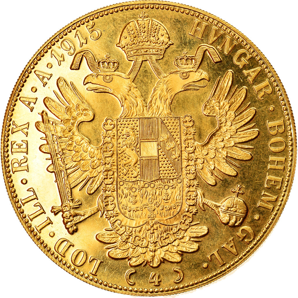 Austria, Franz Joseph I, 4 Ducat, 1915, Restrike, MS(60-62), Gold, KM:2276