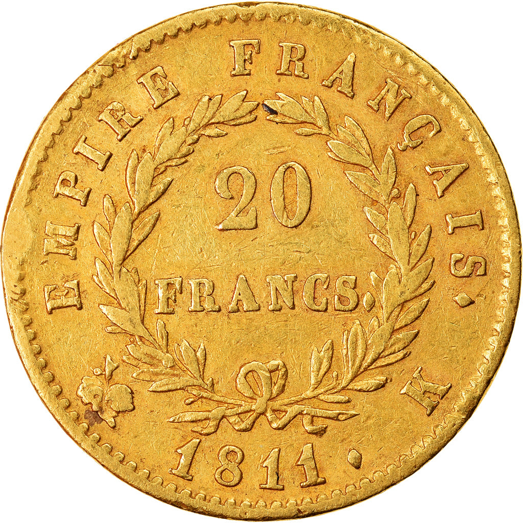Moneta, Francja, Napoléon I, 20 Francs, 1811, Bordeaux, EF(40-45), Złoto