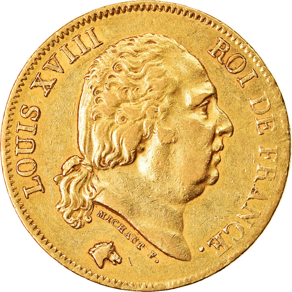 Coin, France, Louis XVIII, 40 Francs, 1818, Lille, VF(30-35), Gold, KM 713.6