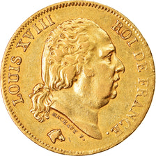 Coin, France, Louis XVIII, 40 Francs, 1818, Lille, VF(30-35), Gold, KM 713.6