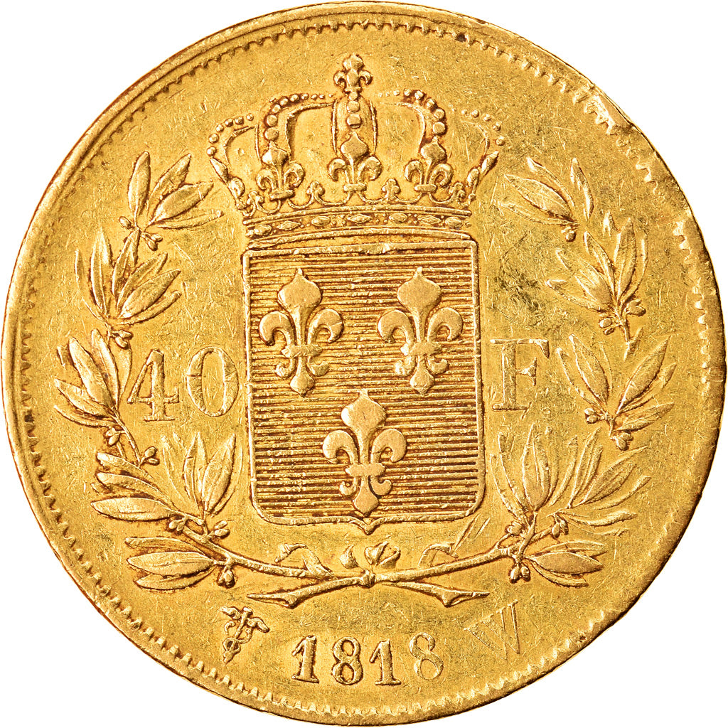 Coin, France, Louis XVIII, 40 Francs, 1818, Lille, VF(30-35), Gold, KM 713.6