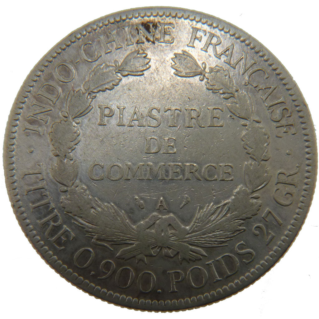 Indochine, 1 Piastre, 1907, Paris, VF(30-35), Silver, Lecompte #290, 26.70