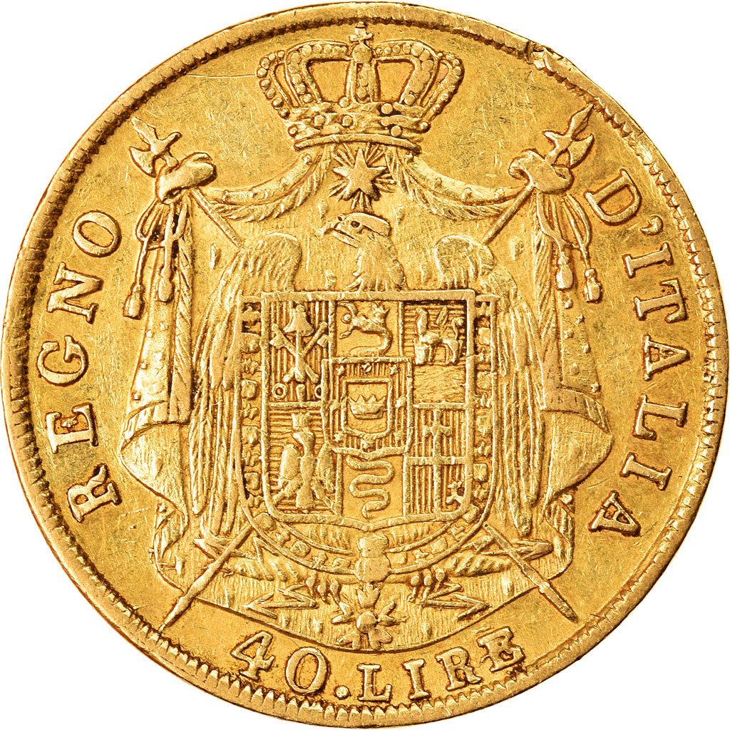 Moeda, ESTADOS ITALIANOS, KINGDOM OF NAPOLEON, Napoleon I, 40 Lire, 1809, Milan