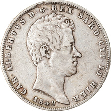 Moneta, STATI ITALIANI, SARDINIA, Carlo Alberto, 5 Lire, 1849, Genoa, MB+