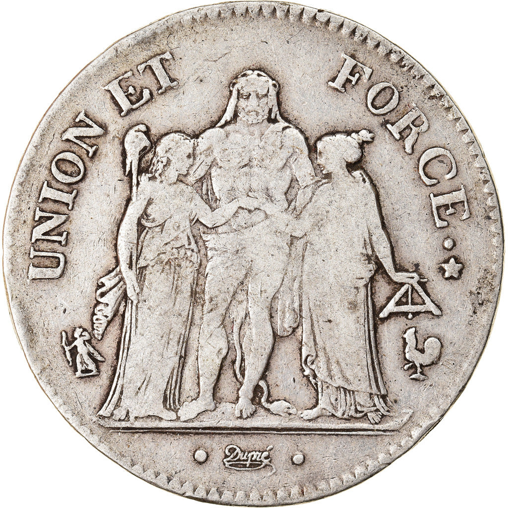 Monnaie, France, Union et Force, 5 Francs, AN 8, Paris, TB+, Argent