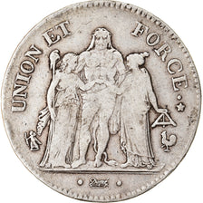 Monnaie, France, Union et Force, 5 Francs, AN 8, Paris, TB+, Argent