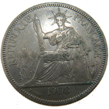 Indochine, 1 Piastre, 1908, Paris, EF(40-45), Silver, Lecompte #291, 26.80