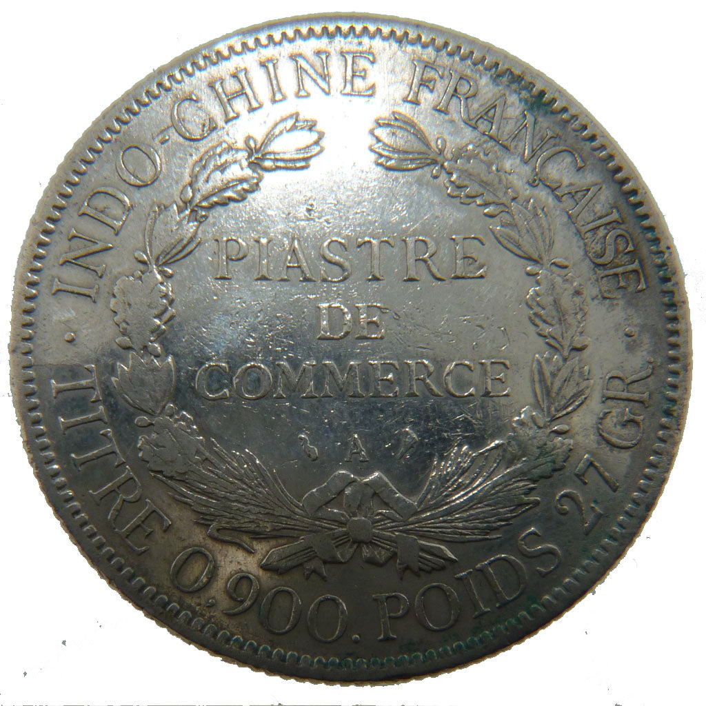 Indochine, 1 Piastre, 1908, Paris, EF(40-45), Silver, Lecompte #291, 26.80
