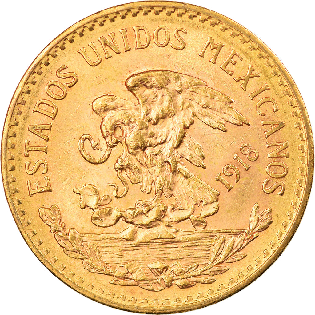 Coin, Mexico, 20 Pesos, 1918, Mexico City, AU(55-58), Gold, KM:478
