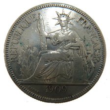 Indochine, 1 Piastre, 1909, Paris, VF(30-35), Silver, Lecompte #292, 26.80