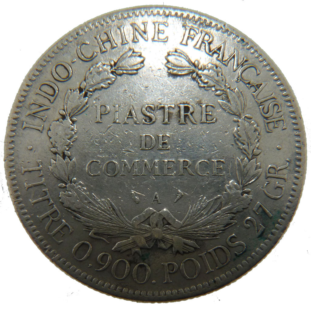 Indochine, 1 Piastre, 1909, Paris, VF(30-35), Silver, Lecompte #292, 26.80