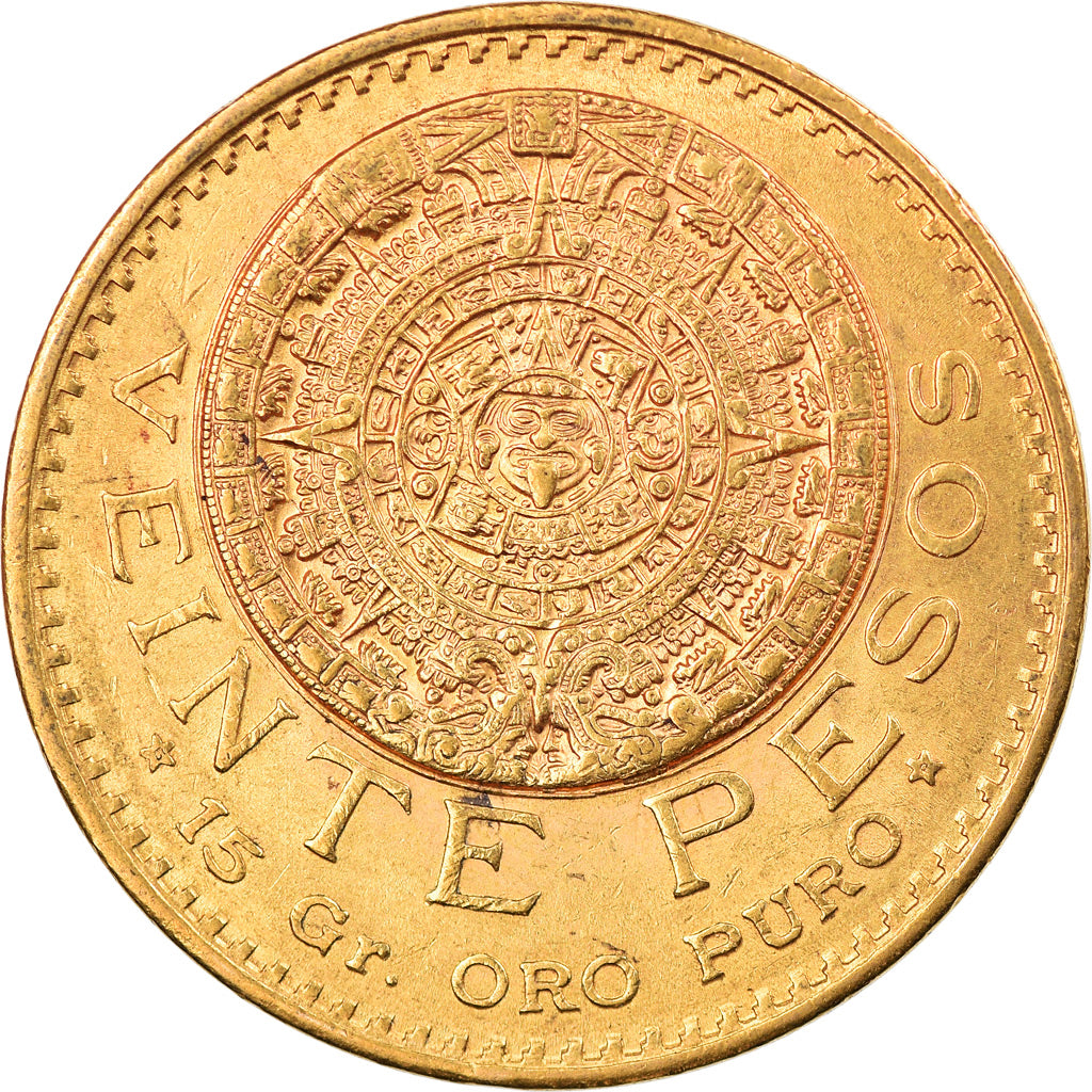 México, 20 Pesos, 1919, Mexico City, EBC, Oro, KM:478