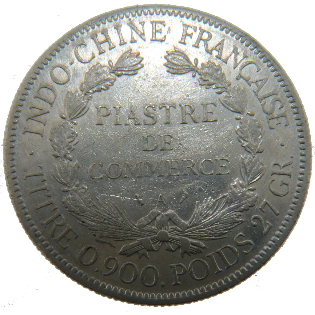 Indochine, 1 Piastre, 1909, Paris, EF(40-45), Silver, Lecompte #292, 26.90