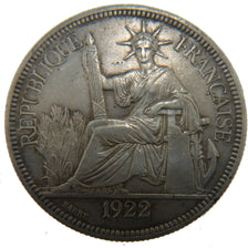 Indochine, 1 Piastre, 1922, Heaton, AU(50-53), Silver, Lecompte #299, 26.80