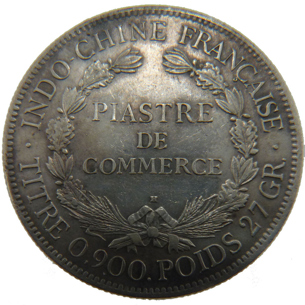 Indochine, 1 Piastre, 1922, Heaton, AU(50-53), Silver, Lecompte #299, 26.80