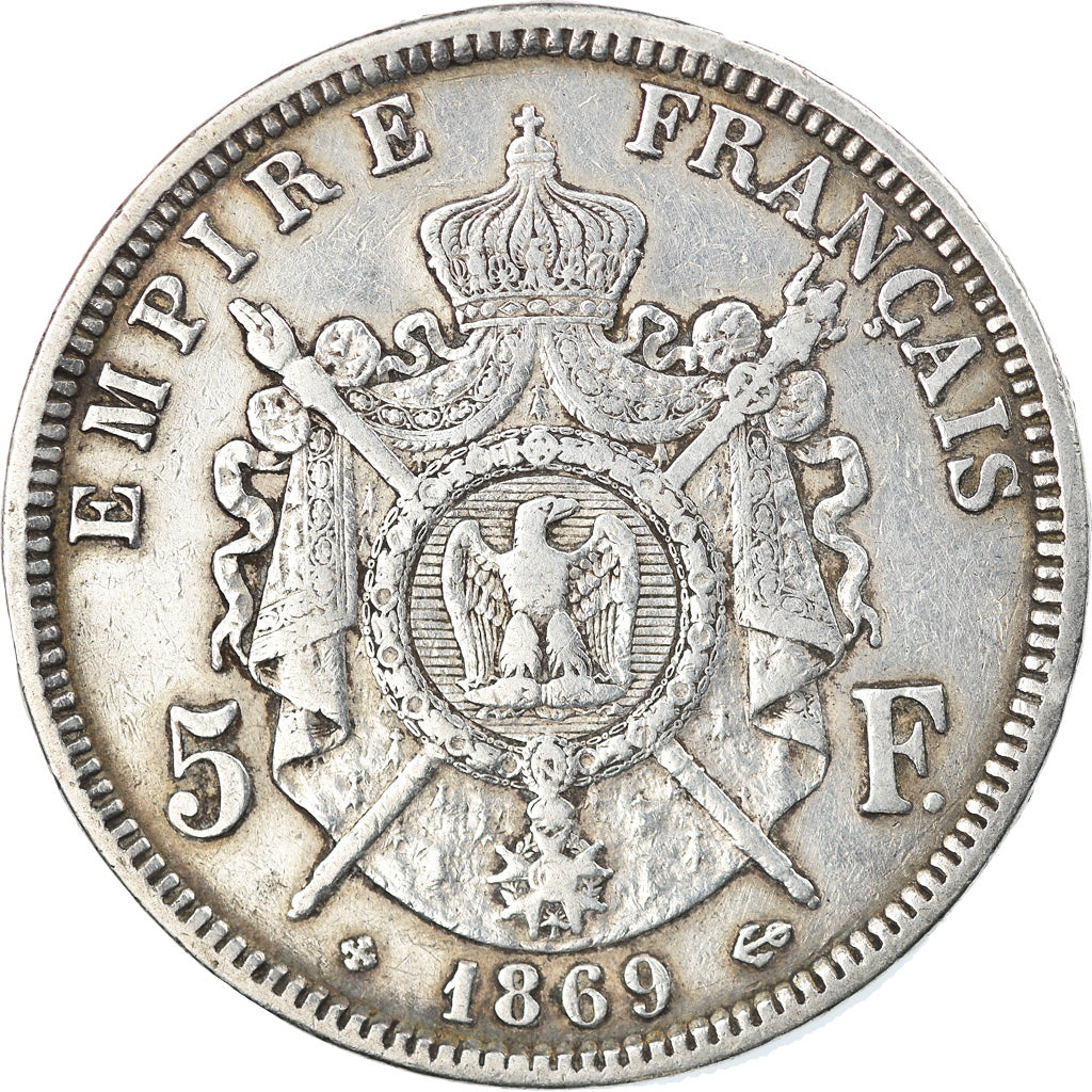 Coin, France, Napoléon III, 5 Francs, 1869, Strasbourg, VF(30-35), Silver