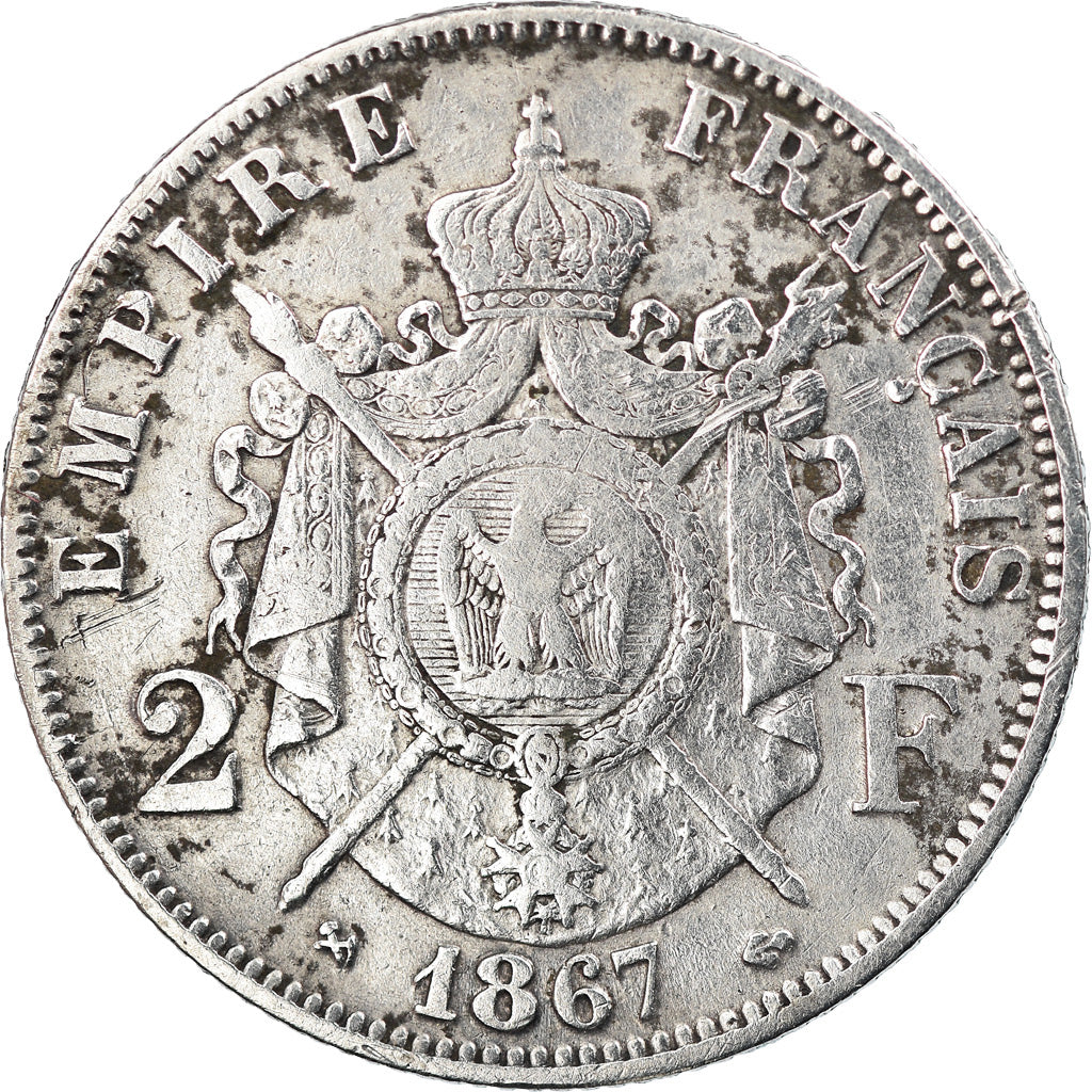 Monnaie, France, Napoleon III, Napoléon III, 2 Francs, 1867, Bordeaux, TB+