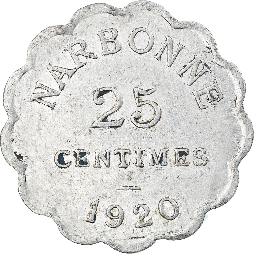 Monnaie, France, Chambre de Commerce, Narbonne, 25 Centimes, 1920, TTB