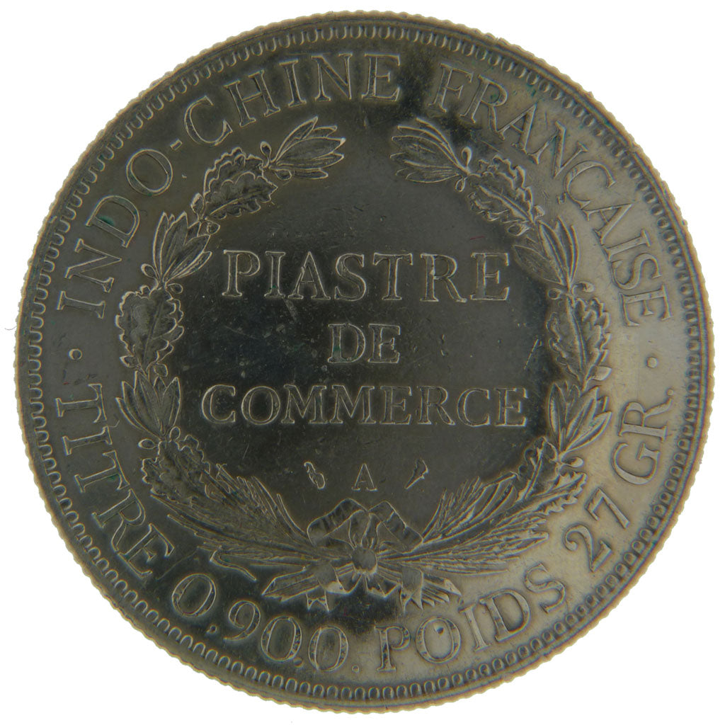 Indochine, 1 Piastre, 1925, Paris, EF(40-45), Silver, Lecompte #301, 27.00