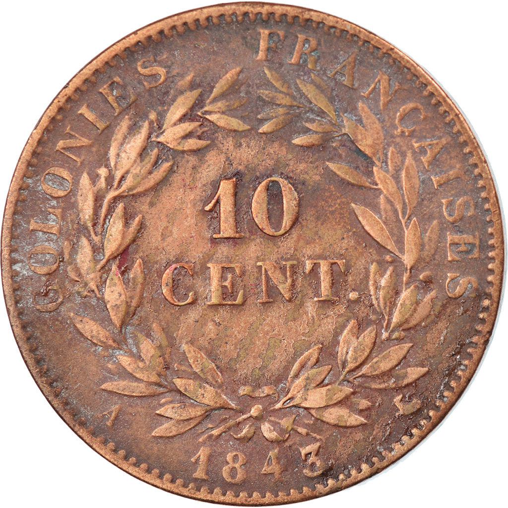 Coin, FRENCH COLONIES, Louis - Philippe, 10 Centimes, 1843, Paris, EF(40-45)
