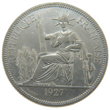 Indochine, 1 Piastre, 1927, Paris, EF(40-45), Silver, Lecompte #303, 26.90