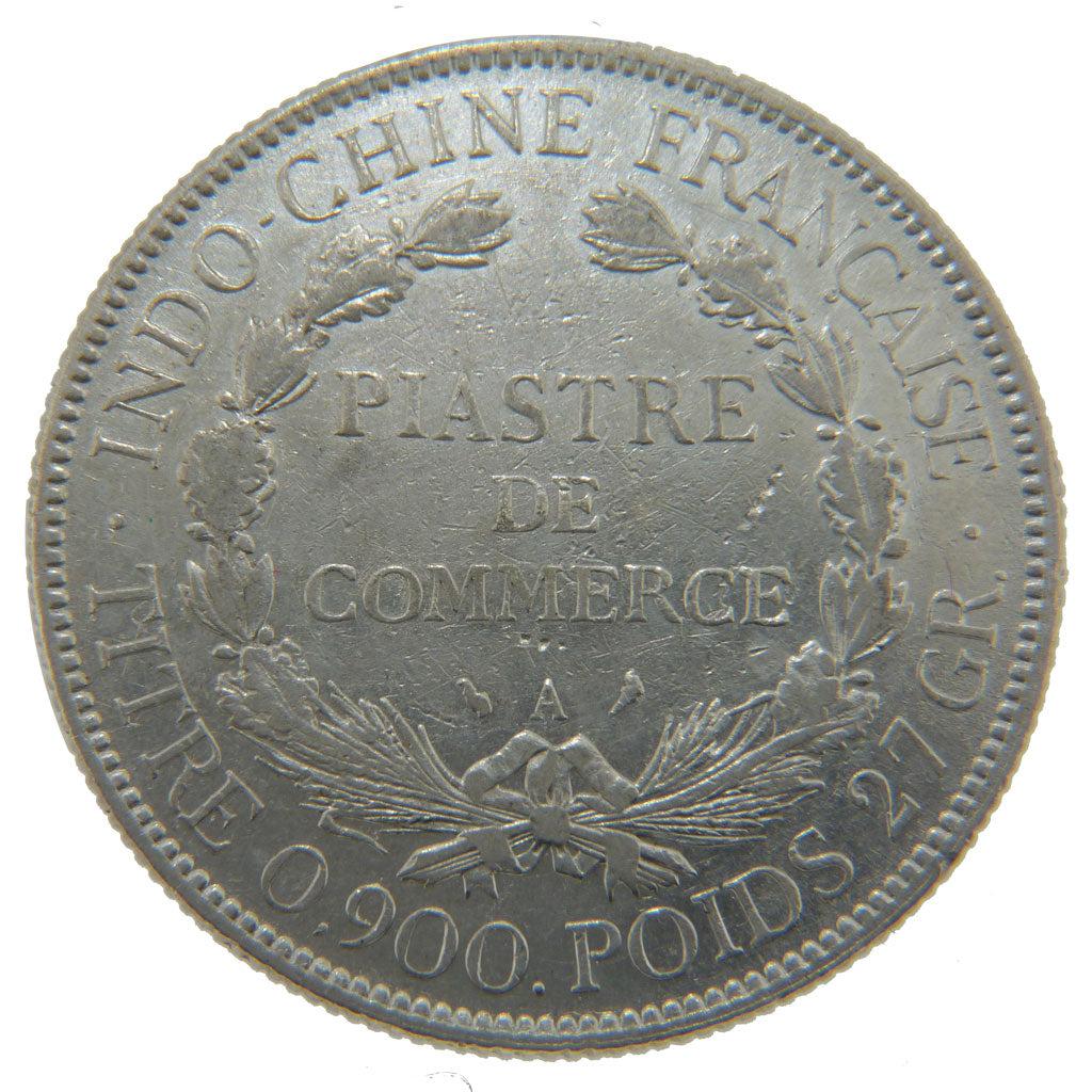 Indochine, 1 Piastre, 1927, Paris, EF(40-45), Silver, Lecompte #303, 26.90