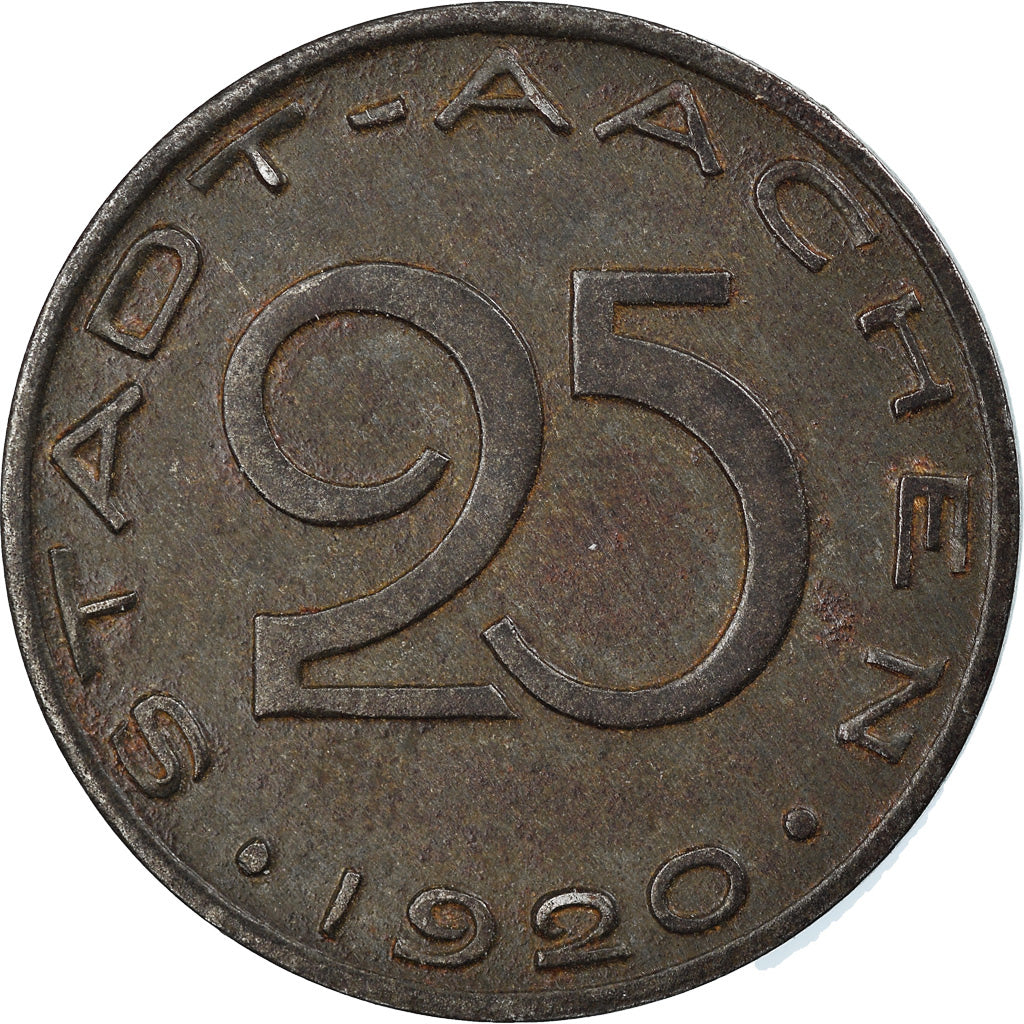 Coin, Germany, Aachen, 25 Pfennig, 1920, AU(50-53), Iron