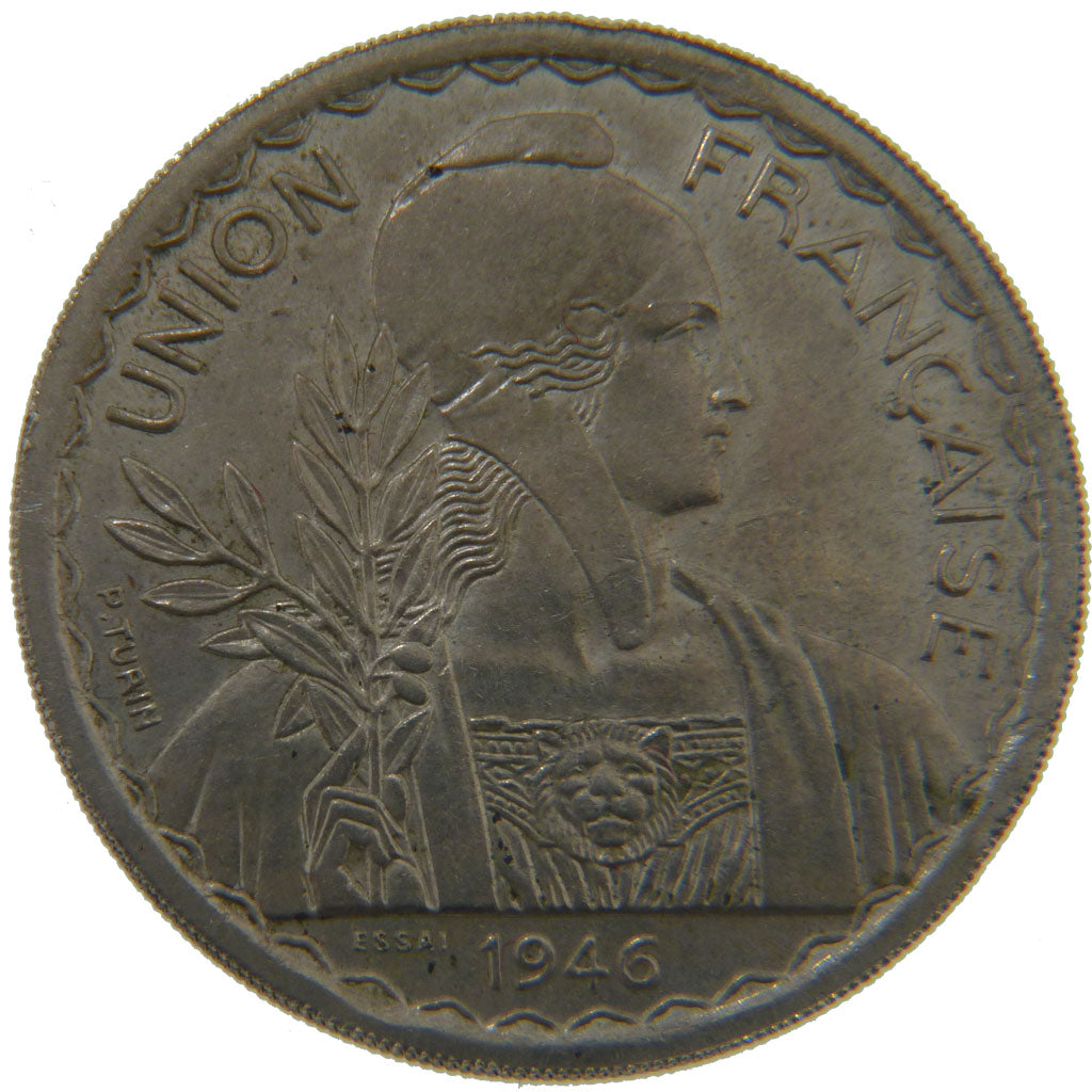 Indochine, 1 Piastre, 1946, MS(60-62), Silver, Lecompte #315, 17.80