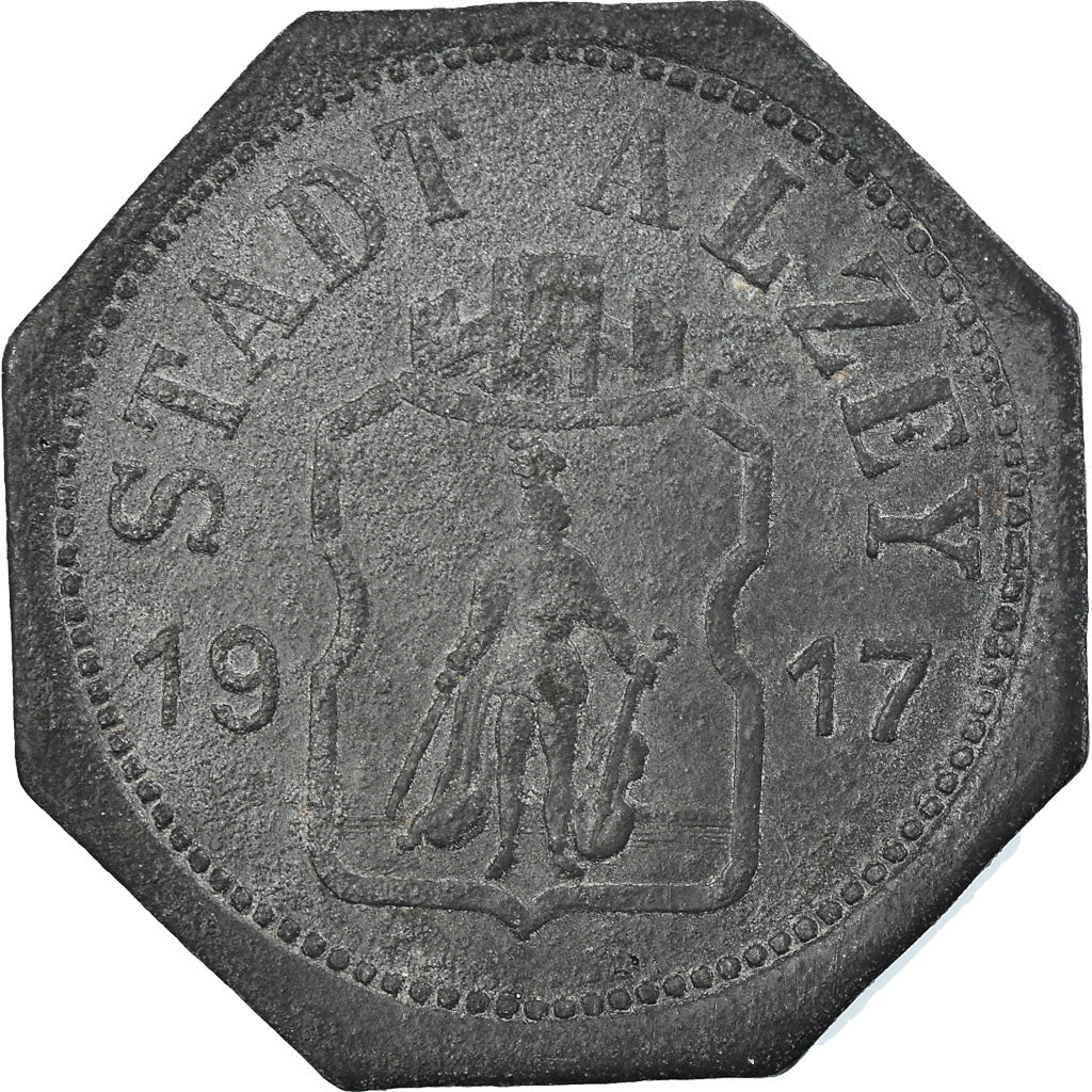Coin, Germany, Alzey, 10 Pfennig, 1917, EF(40-45), Zinc