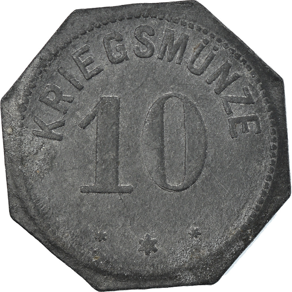 Coin, Germany, Alzey, 10 Pfennig, 1917, EF(40-45), Zinc