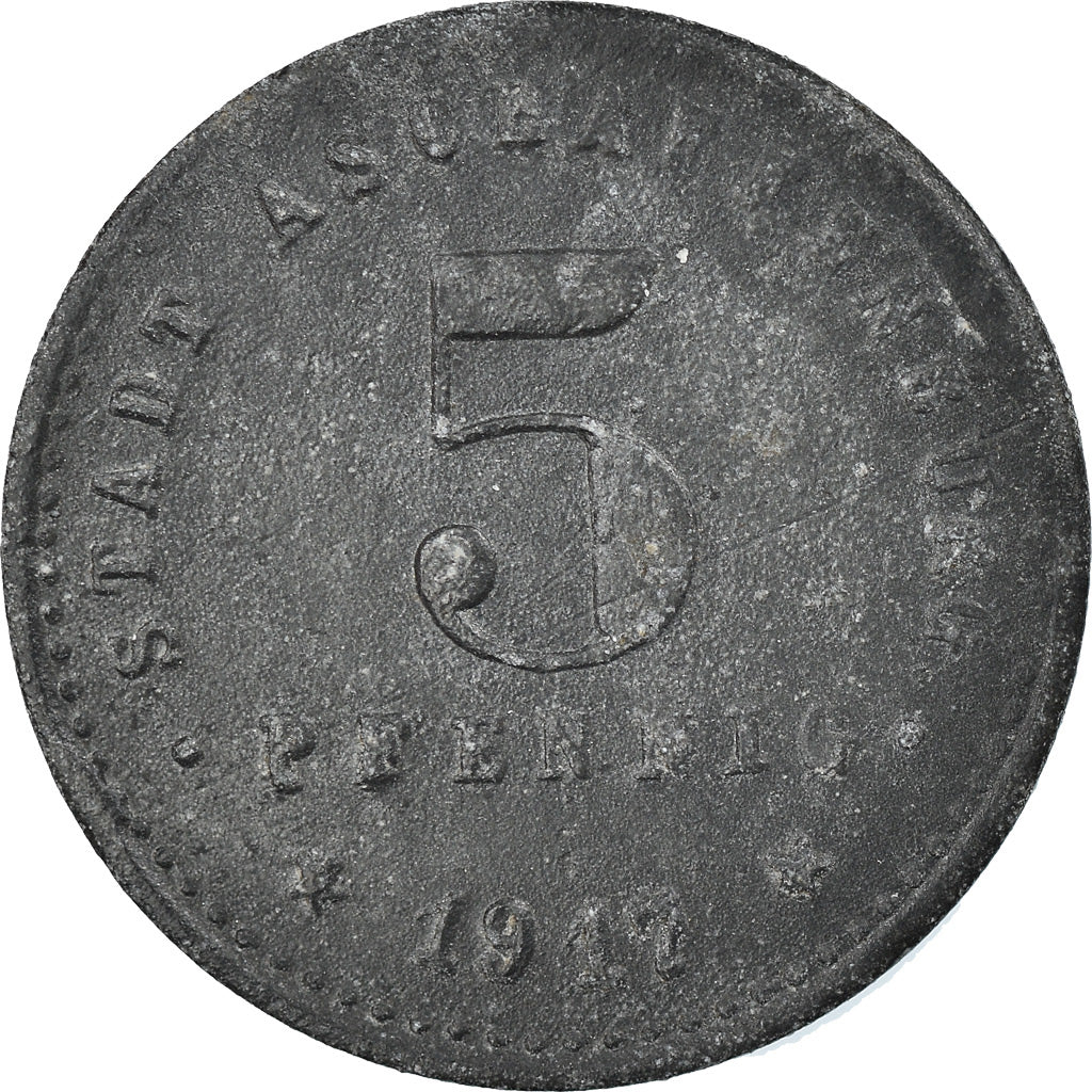 Coin, Germany, Aschaffenburg, 5 Pfennig, 1917, EF(40-45), Zinc