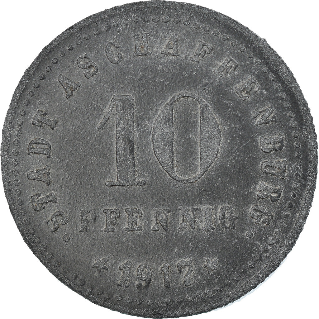 Coin, Germany, Notgeld, Aschaffenburg, 10 Pfennig, 1917, EF(40-45), Zinc
