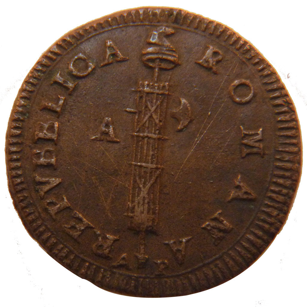 Italy, 2 Baiocchi, KM #6, AU(50-53), Copper, 14.30